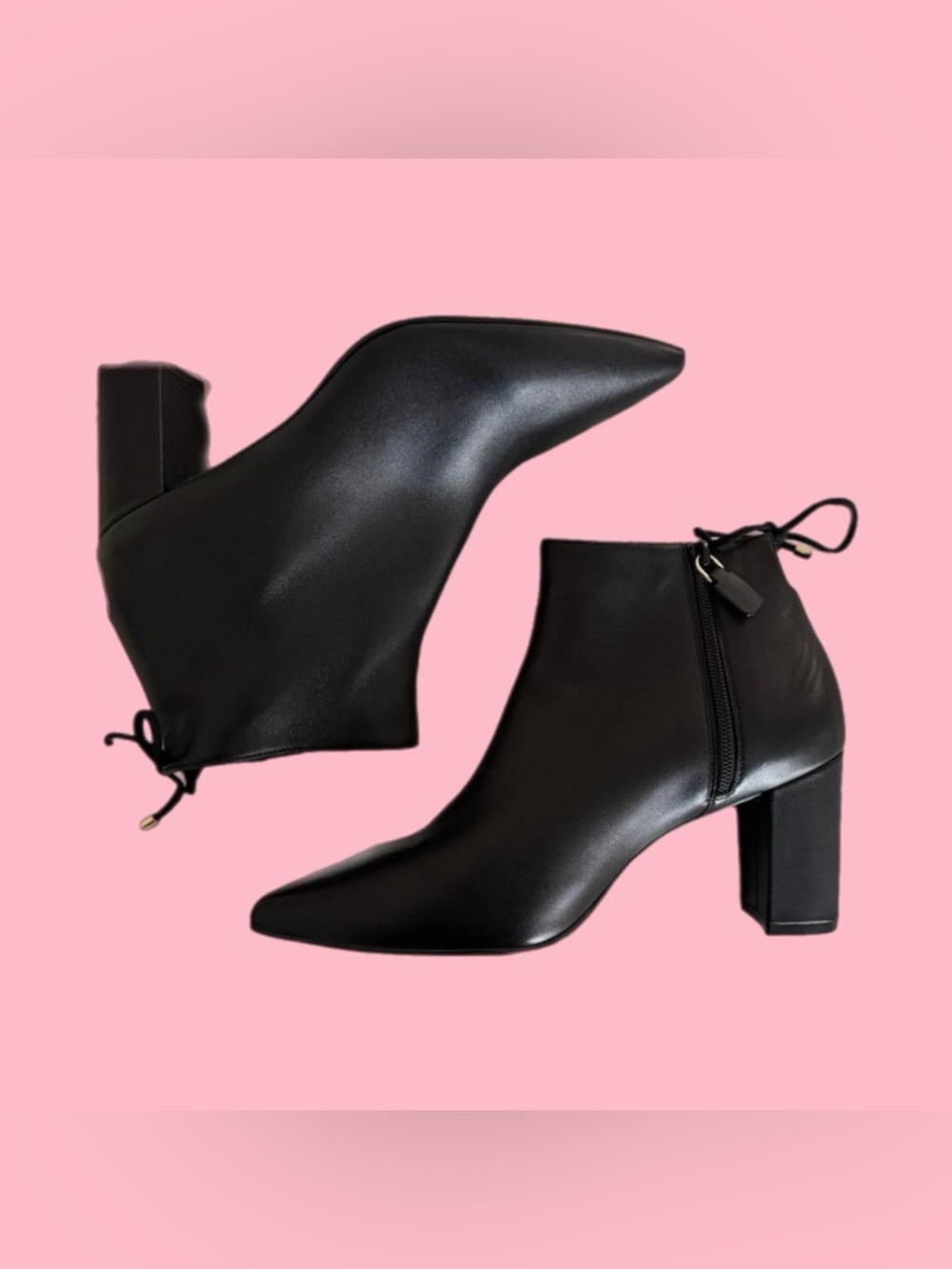 stuart weitzman tieback pointy block bootie - black